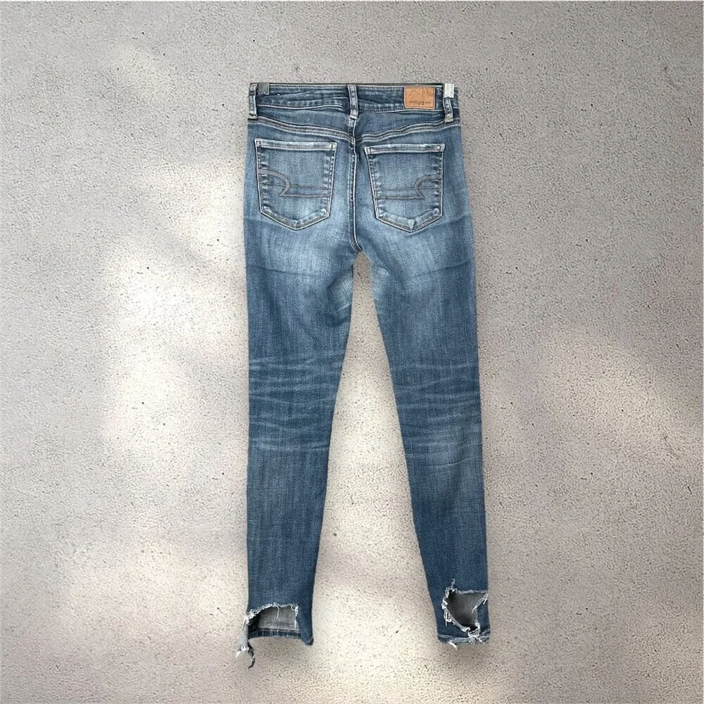 American Eagle Super Stretch X Skinny Jeans Womens 0 Short Distressed Ripped Y2K